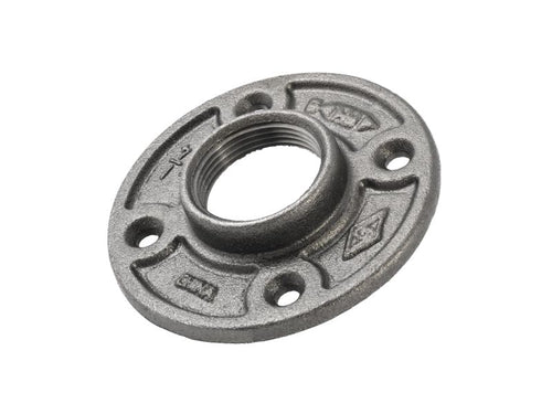 B & K Industries Black Iron Floor Flange - Barcoded